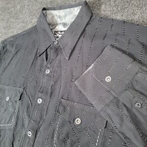 Fender Custom Shop by Rock & Roll‎ Religion Men's L Black Embroidered Snap Shirt